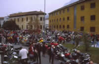 Guzzi Riders are waiting in front of the Factory